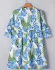 Floral Palm Ruffle Tiered Sleeve Mini Dress