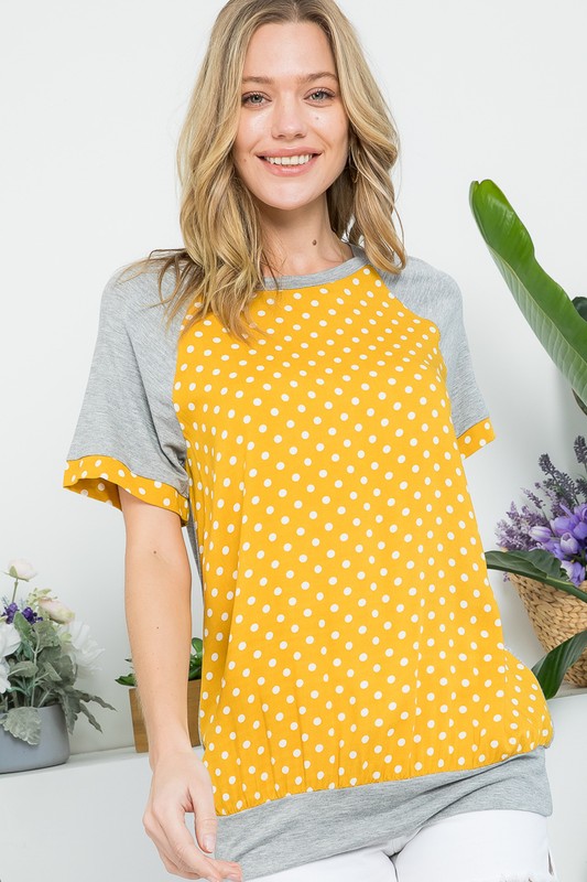 Polka Dot Mixed Casual Top - Online Only