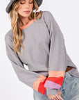 SAGE + FIG Color Block Waffle Knit T-Shirt