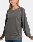 Zenana Round Neck Long Sleeve Sweatshirt