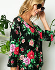 e Luna PLUS Floral Twisted Front Bottom Top