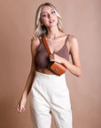 Mini Faux Leather Belt Bag with Gold Chain