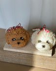 Cute Puppy Sculpture Candle – Hand-Poured Soy Wax | Ivory, Brown & Pink