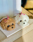 Cute Puppy Sculpture Candle – Hand-Poured Soy Wax | Ivory, Brown & Pink