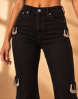 GJG Denim Silver Reign High Rise Flare Jeans – Black
