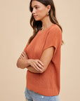 Annie Wear Round Neck Short Sleeve Sweater