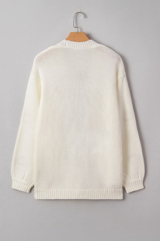 Pumpkin Embroidered Open Front Drop Shoulder Cardi