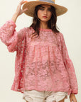 BiBi Floral Lace Long Sleeve Top