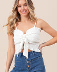 BiBi Ruffled Smocked Ribbon Detail Cami