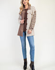 Celeste Full Size Leopard Contrast Button Up Shacket