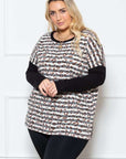 Jade by Jane Striped Animal Print Long Sleeve PLUS