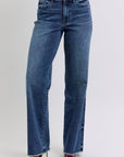 Judy Blue Full Size Raw Hem Mid Rise Jeans