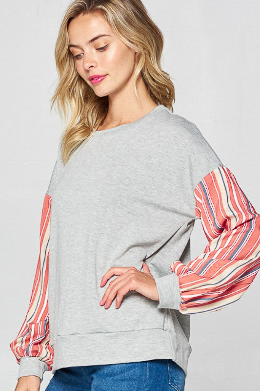 e Luna Striped Mixed Sweatshirt