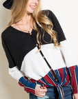 e Luna Brushed Hacci Striped Casual Top