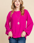 BOMBOM Textured Balloon Sleeve Top