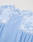 Floral Lace Patchwork Puff Sleeve Blouse