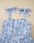 Floral Tie Strap Flared Maxi Dress