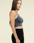 Zenana Washed Ribbed Seamless Cropped Cami Top