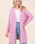 Mittoshop Open Front Long Sleeve Longline Cardigan