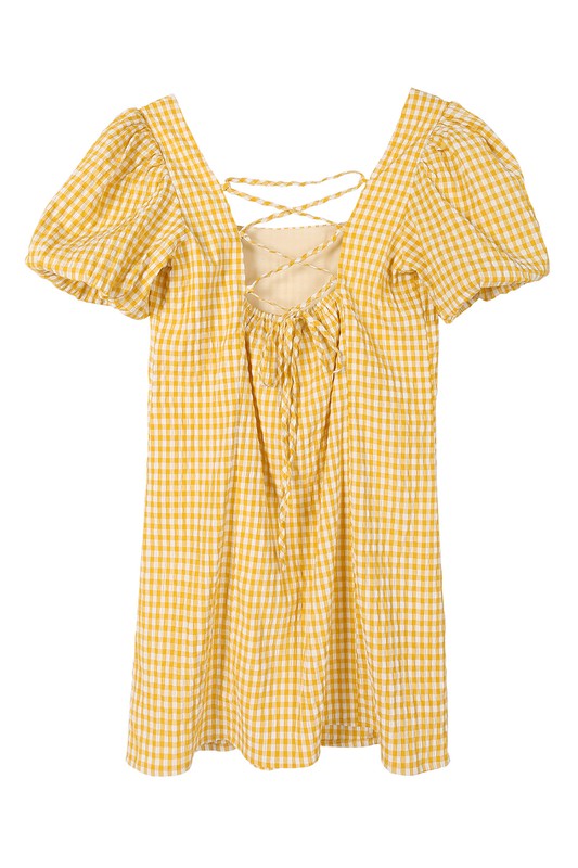 SS Back Strap Dress in Gingham - Online Only