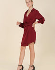 Lilou Satin Collared Wrap Mini Dress