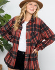 e Luna Fuzzy Plaid Button Down Shacket