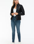 Snobbish Faux Leather Zip Up Mock Neck Jacket