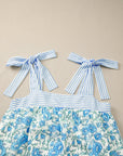 Floral Stripe Patchwork Bow Tie Strap Dress