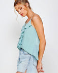 Textured Ruffle Frill Tank Top