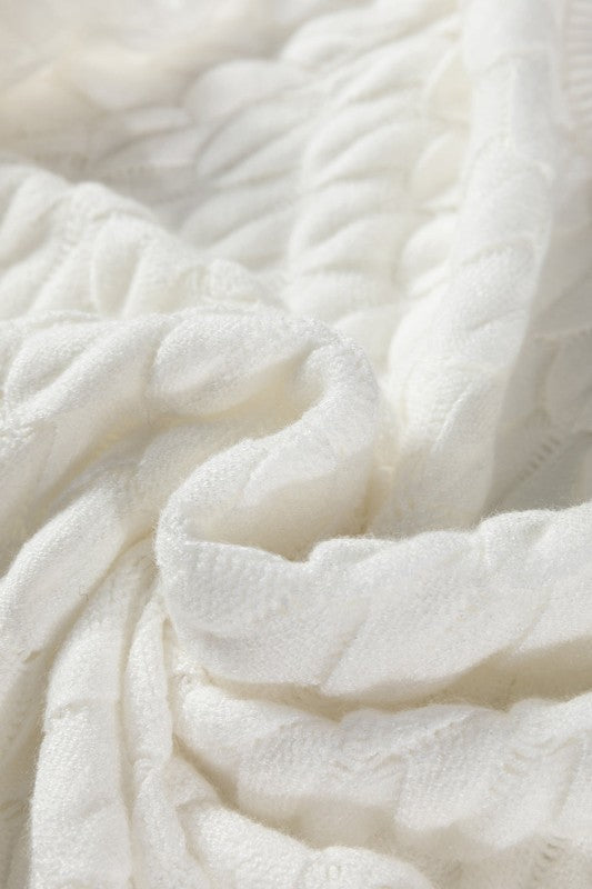 Fish Scale Textured Knit Short Sleeve Sweater