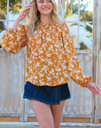 Hailey & Co Floral Off-Shoulder Balloon Sleeve Blouse