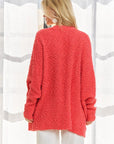 ADORA Popcorn Knit Open Front Long Sleeve Cardigan