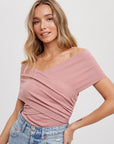 Bluivy Crossover Off Shoulder Knit Top - Online Only