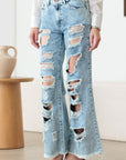 Litz La Distressed Frayed Hem Flare Jeans