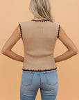 Western Horseshoe Ribbed Knit Sweater Top