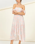 HYFVE Pastel Florals Smocked Midi Dress