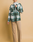 Love Tree Plaid Button Up Shacket