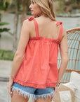 Davi & Dani Embroidered Sleeveless Ruffle Tank Top