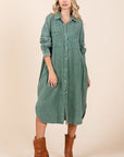 Mittoshop Mineral Wash Cotton Gauze Midi Shirt Dress