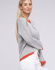 Contrast Trimmed Striped Pullover Knit