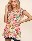 Haptics Floral Peplum Babydoll Blouse