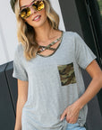 e Luna PLUS Camouflage Print Basic Top