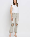 Lovervet Distressed Raw Hem Cropped Flare Jeans