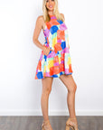 Be Stage Abstract Print Ruffle Hem Mini Dress with Pockets