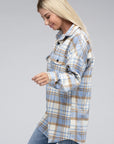 Plaid Shacket Blue & Tan