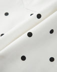 Polka Dot Denim Embroidered Scallop Hem Shorts