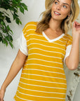 e Luna PLUS Big Striped Jersey Boxy Top