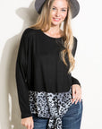 e Luna Plus Solid Cheetah Mixed Casual Top