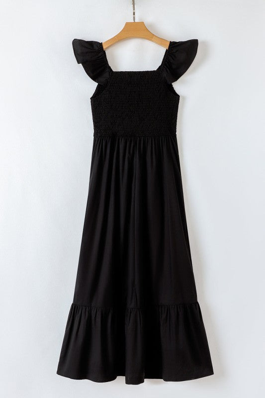Ashlyn Flutter Sleeve Smocked Bodice Maxi Dress