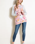 e Luna Striped Floral Mixed Hoodie Sweatshirt Top